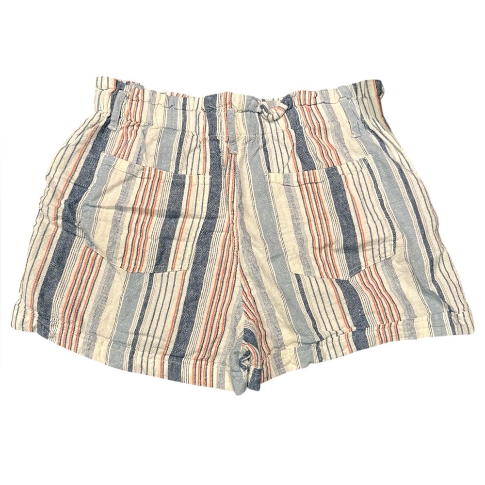 Rewind Striped High Waist Shorts - Blue, Red, Cream